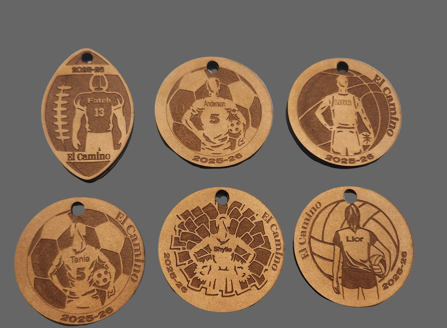 Personalized Wooden Sports Keychain